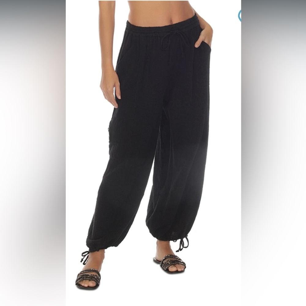 Raviya cotton gauze pants black